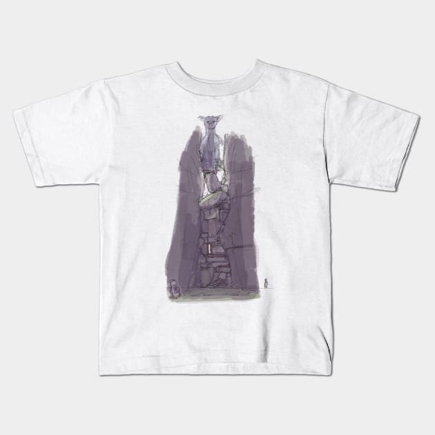 The Last Guardian - Climbing Trico Concept Art Kids T-Shirt by Gekidami